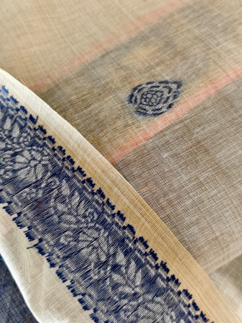 Natural Beige Madhubani inspired village theme woven saree