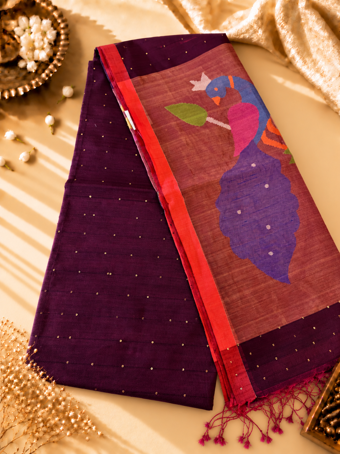 Mulberry Silk Cotton Jamdani Saree