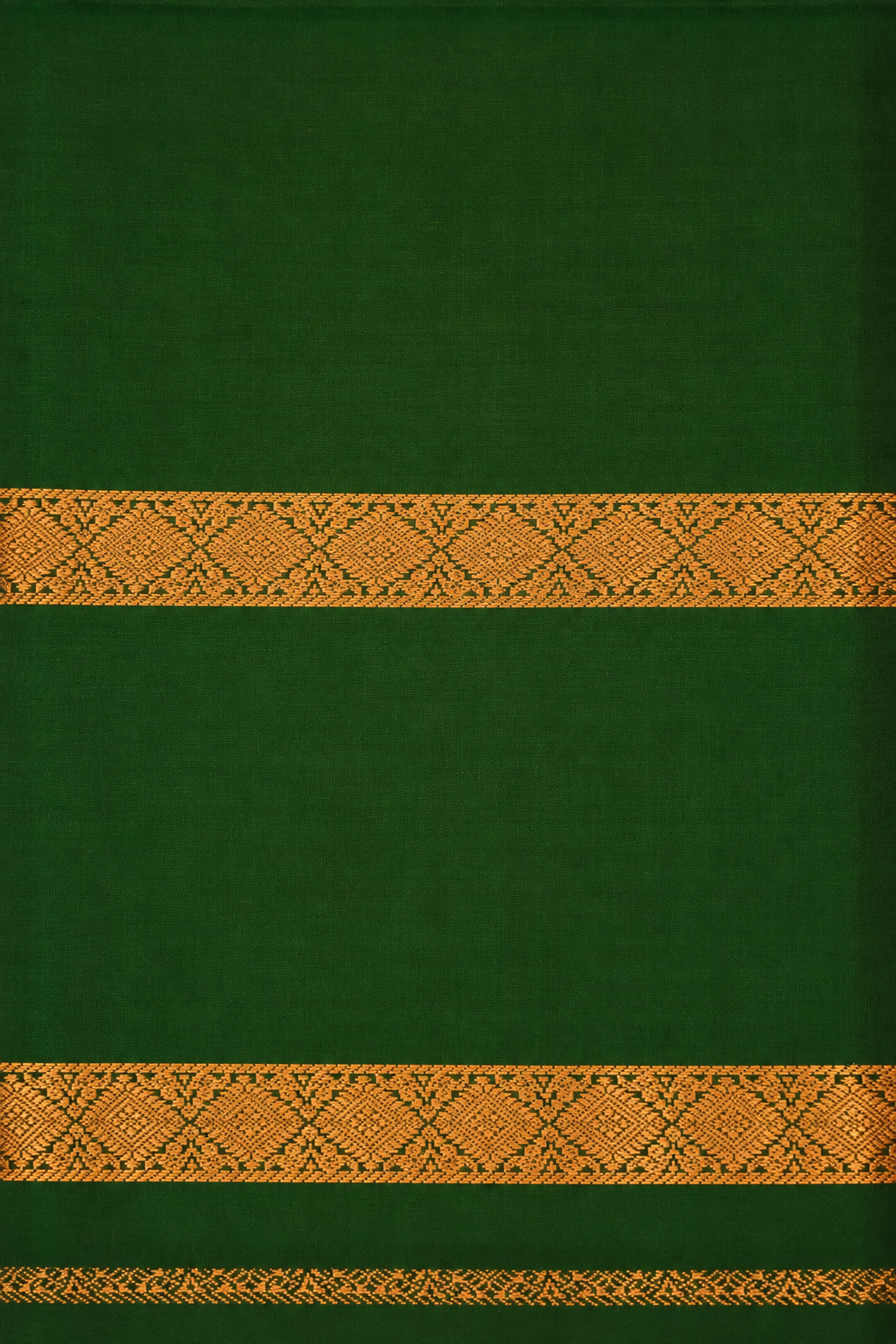 Elegant wine-maroon pure soft silk with a striking dark green border enriched with intricate gold zari diamond motifs.