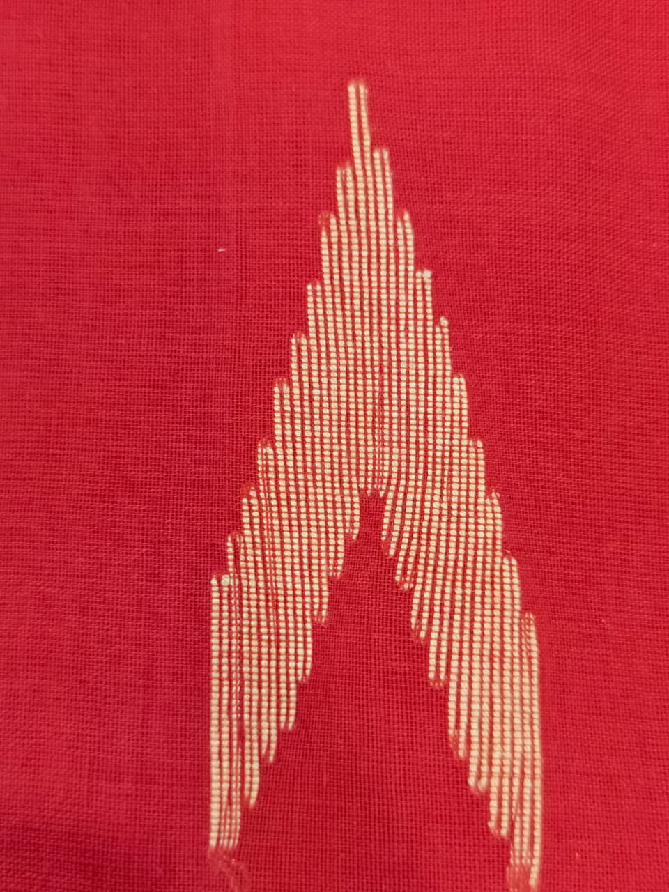 Tomato Red Soft Jamdani Cotton Saree with Tissue Border