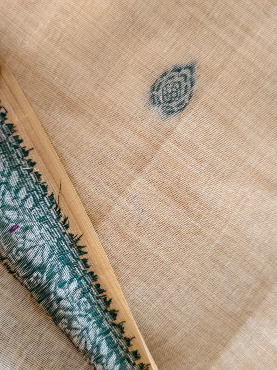 Sand Beige Madhubani inspired village theme woven saree
