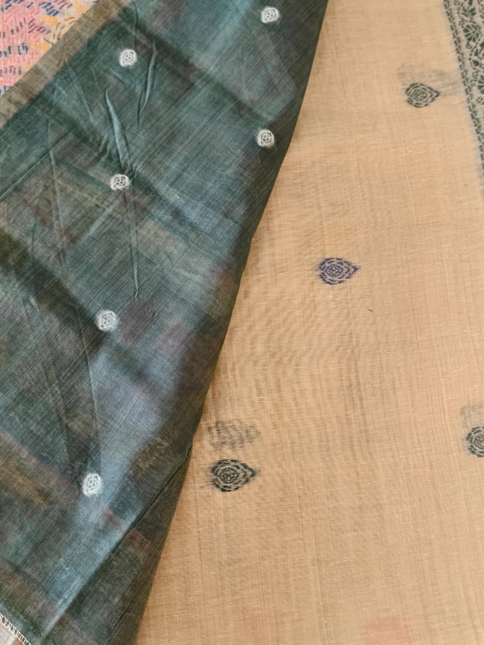 Sand Beige Madhubani inspired village theme woven saree