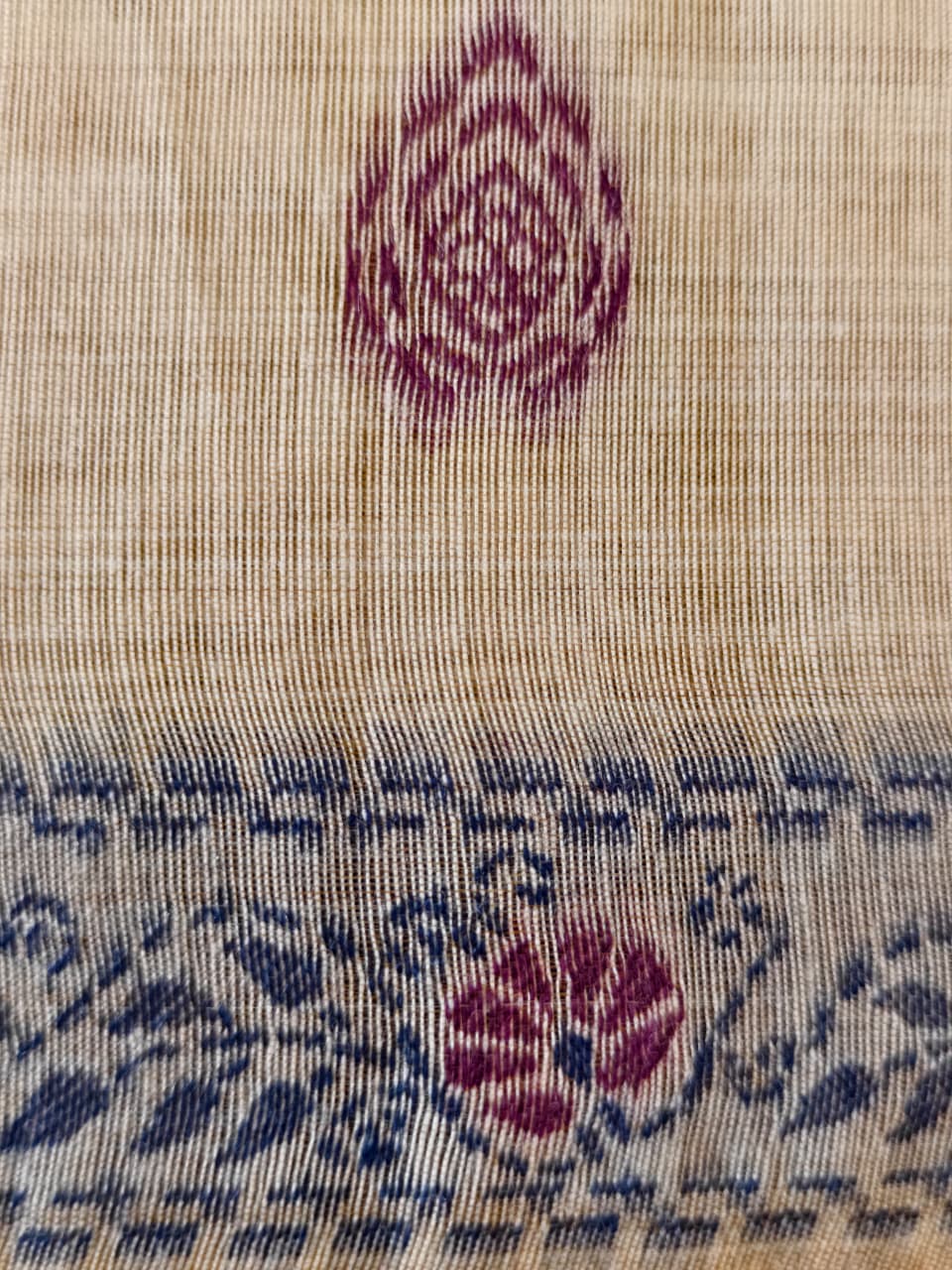 Natural Beige Madhubani inspired village theme woven saree