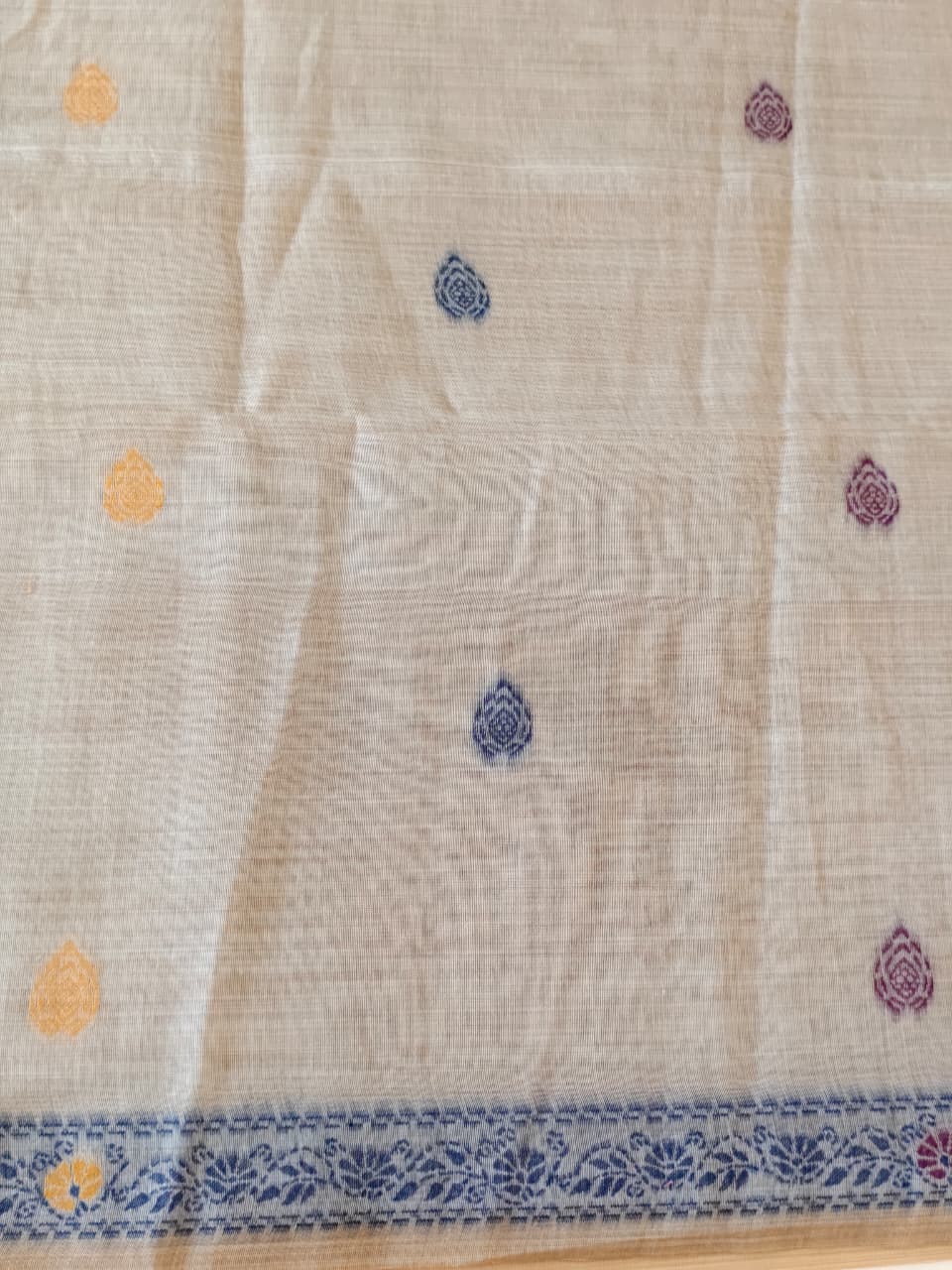 Natural Beige Madhubani inspired village theme woven saree