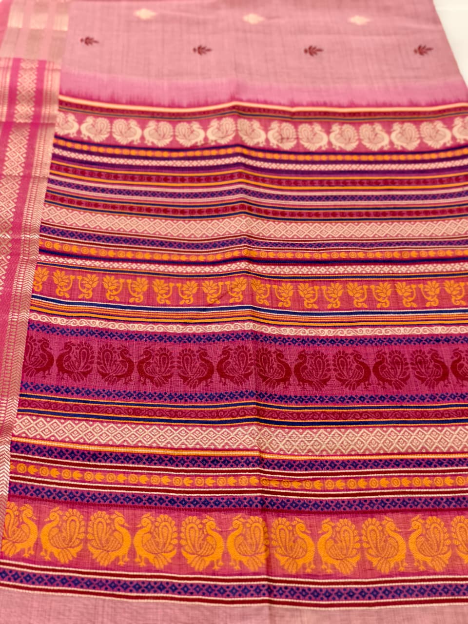 Rose Pink Cotton Saree – Traditional Woven Saree