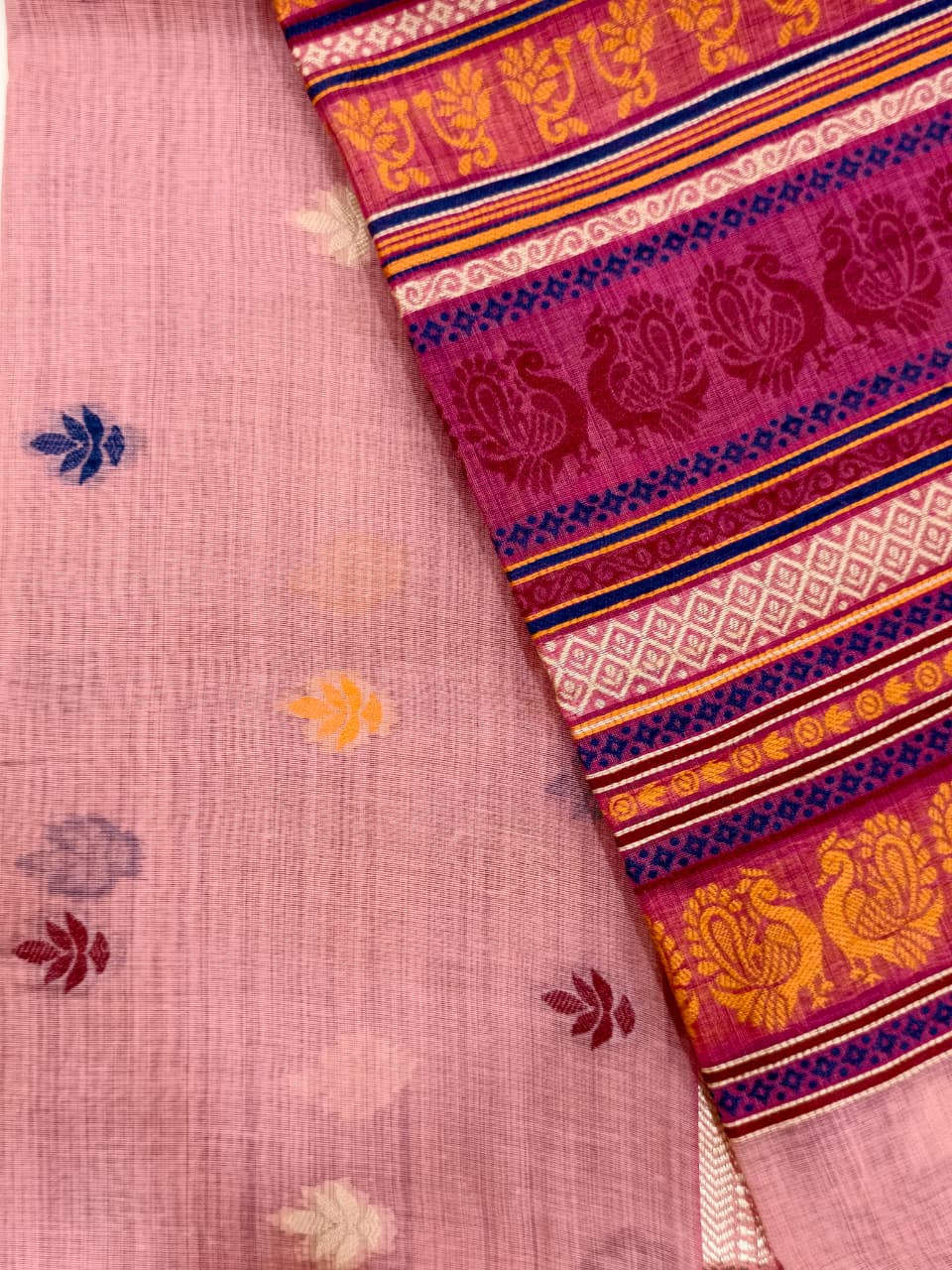 Rose Pink Cotton Saree – Traditional Woven Saree