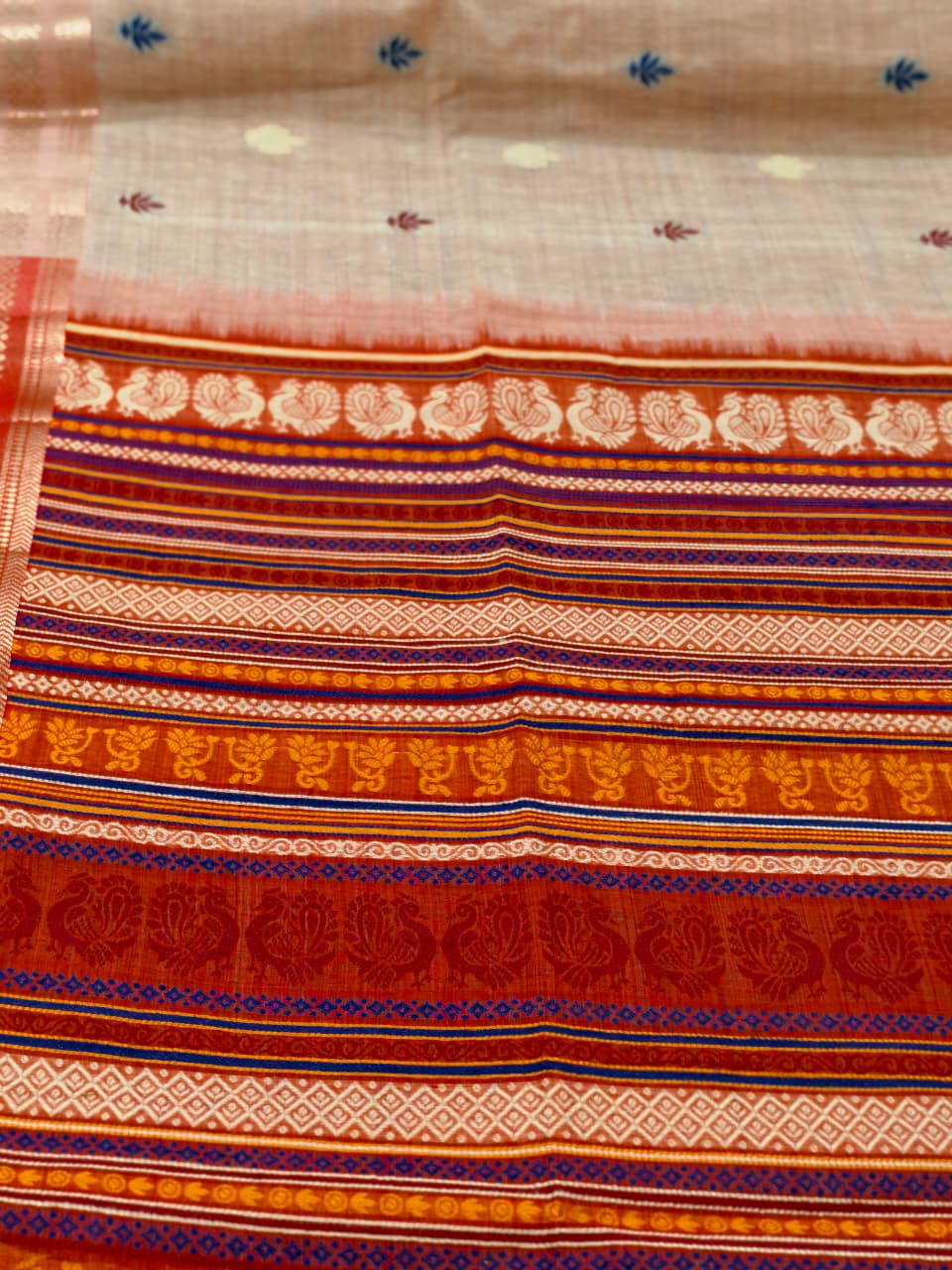 Ivory Cotton Saree – Traditional Woven Saree