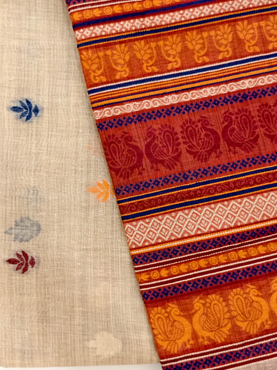 Ivory Cotton Saree – Traditional Woven Saree