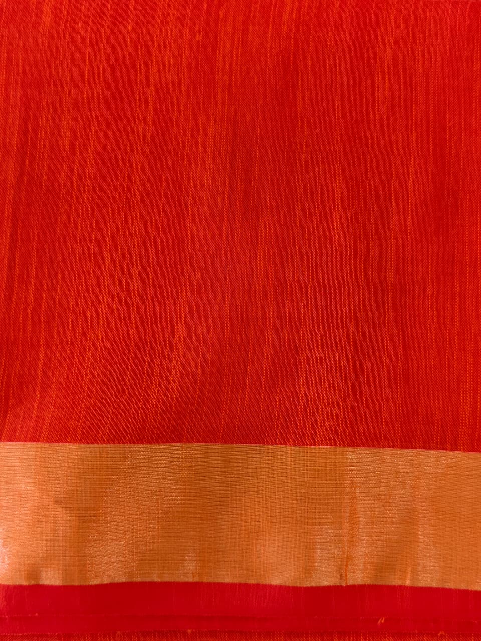 Saffron & Magenta Soft Cotton Saree with Zari Stripes