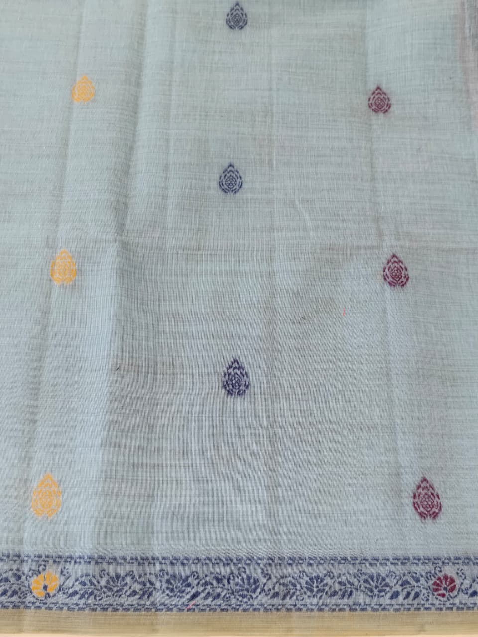 Slate blue Madhubani inspired village theme woven saree