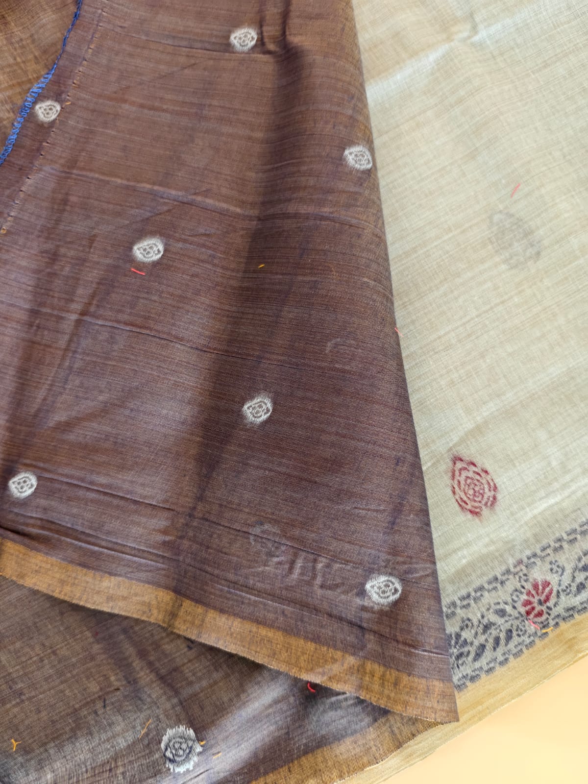 Slate blue Madhubani inspired village theme woven saree