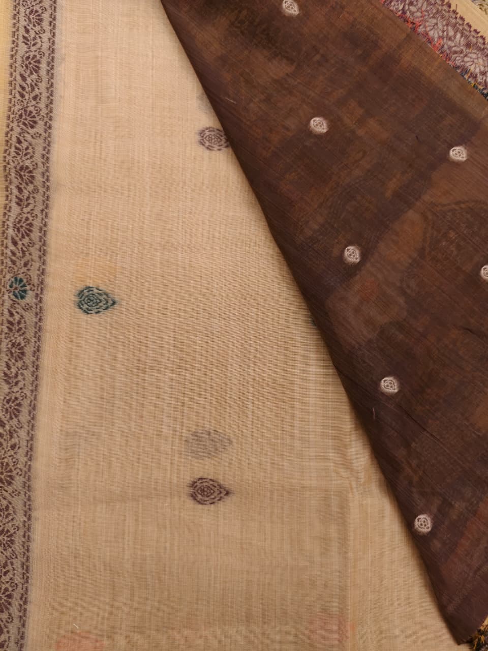 Rose Beige Madhubani inspired village theme woven saree