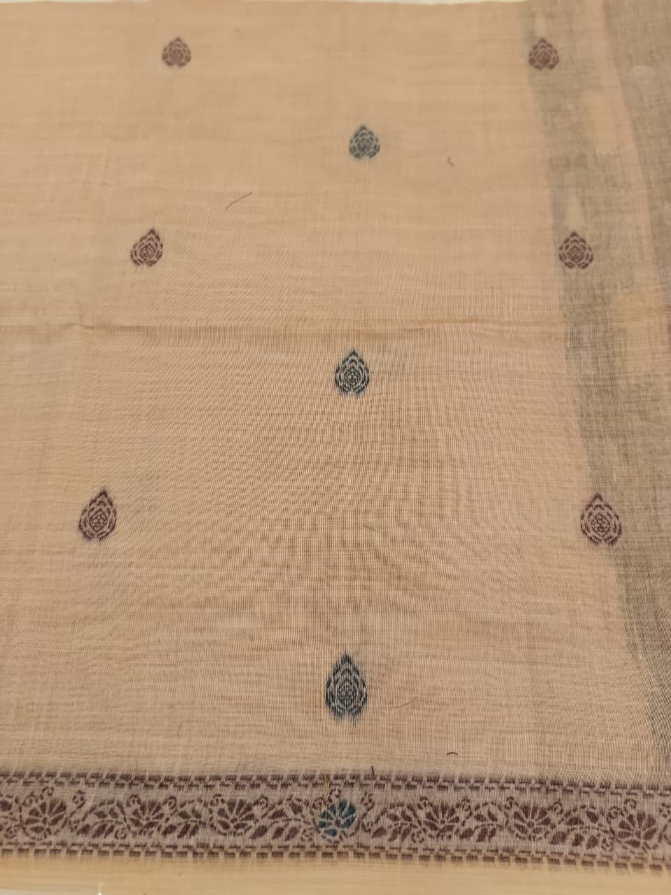 Rose Beige Madhubani inspired village theme woven saree