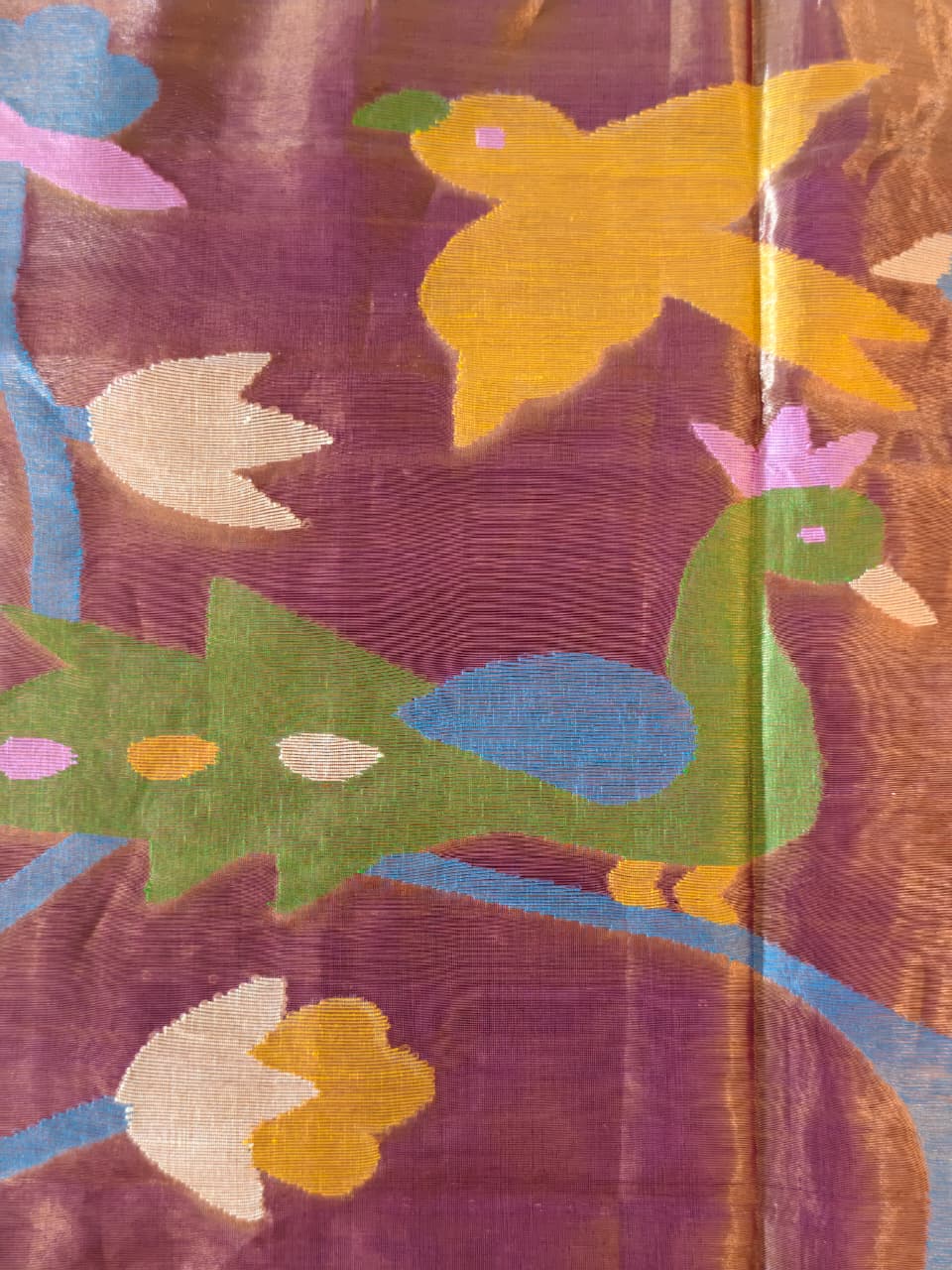Deep Plum purple Silk cotton Jamdani saree