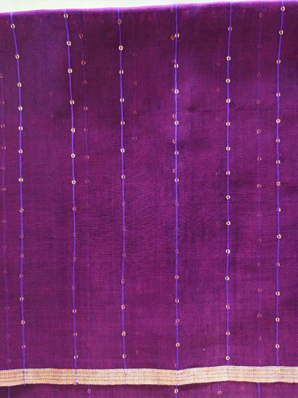Deep Plum purple Silk cotton Jamdani saree