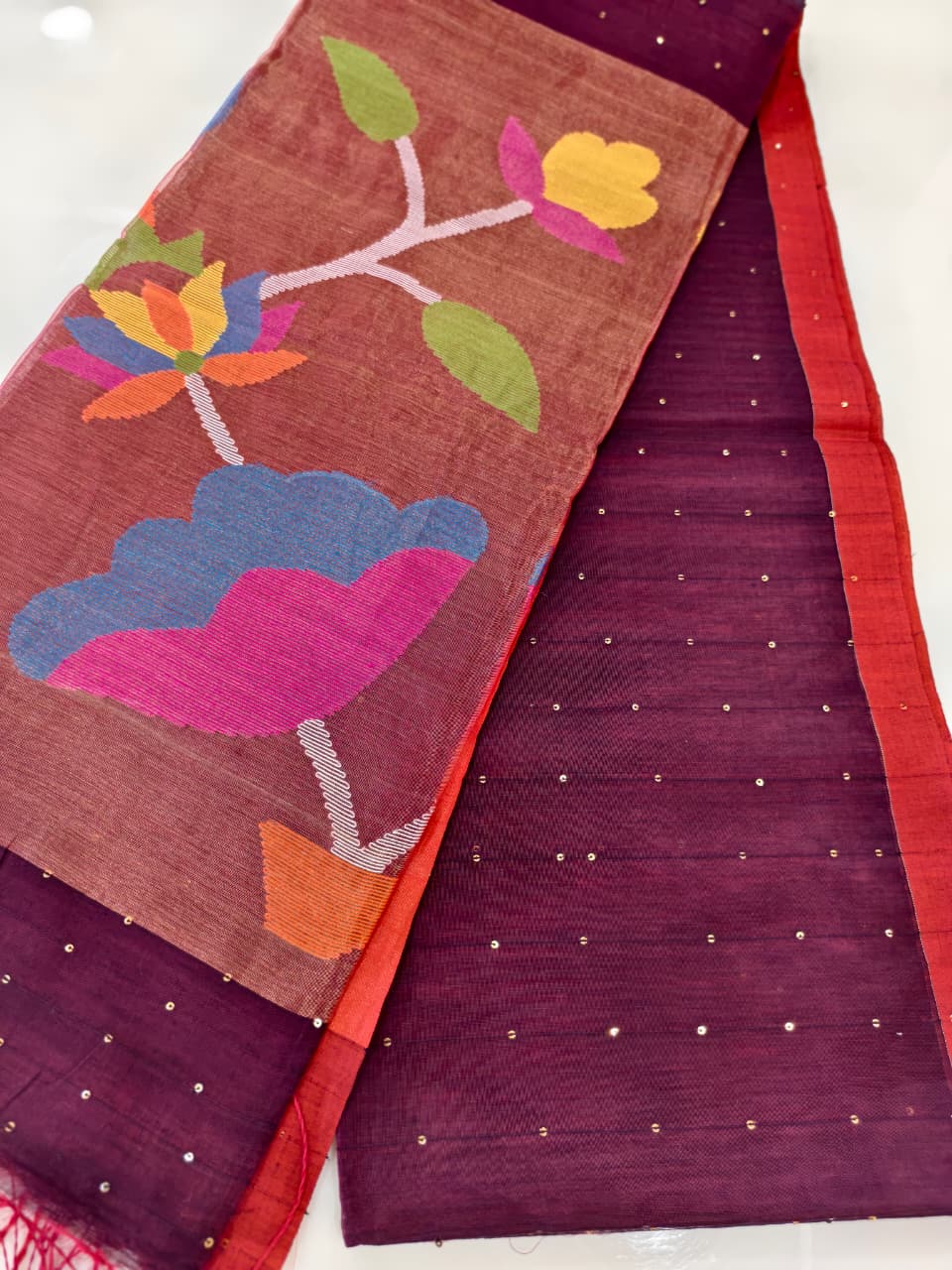 Mulberry Silk Cotton Jamdani Saree