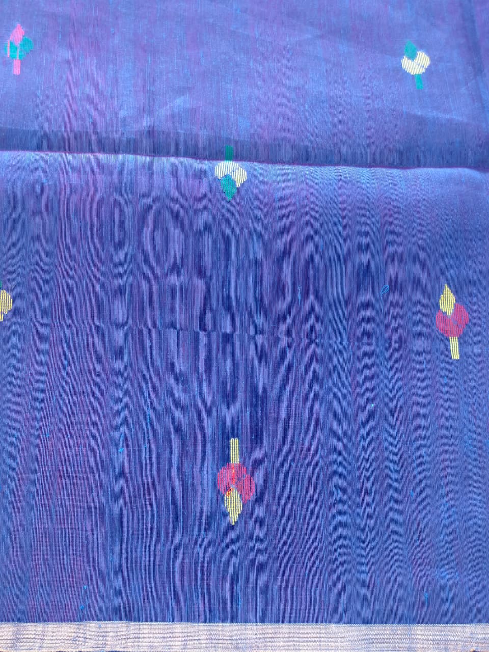 Violet Silk linen zari Jamdani Saree