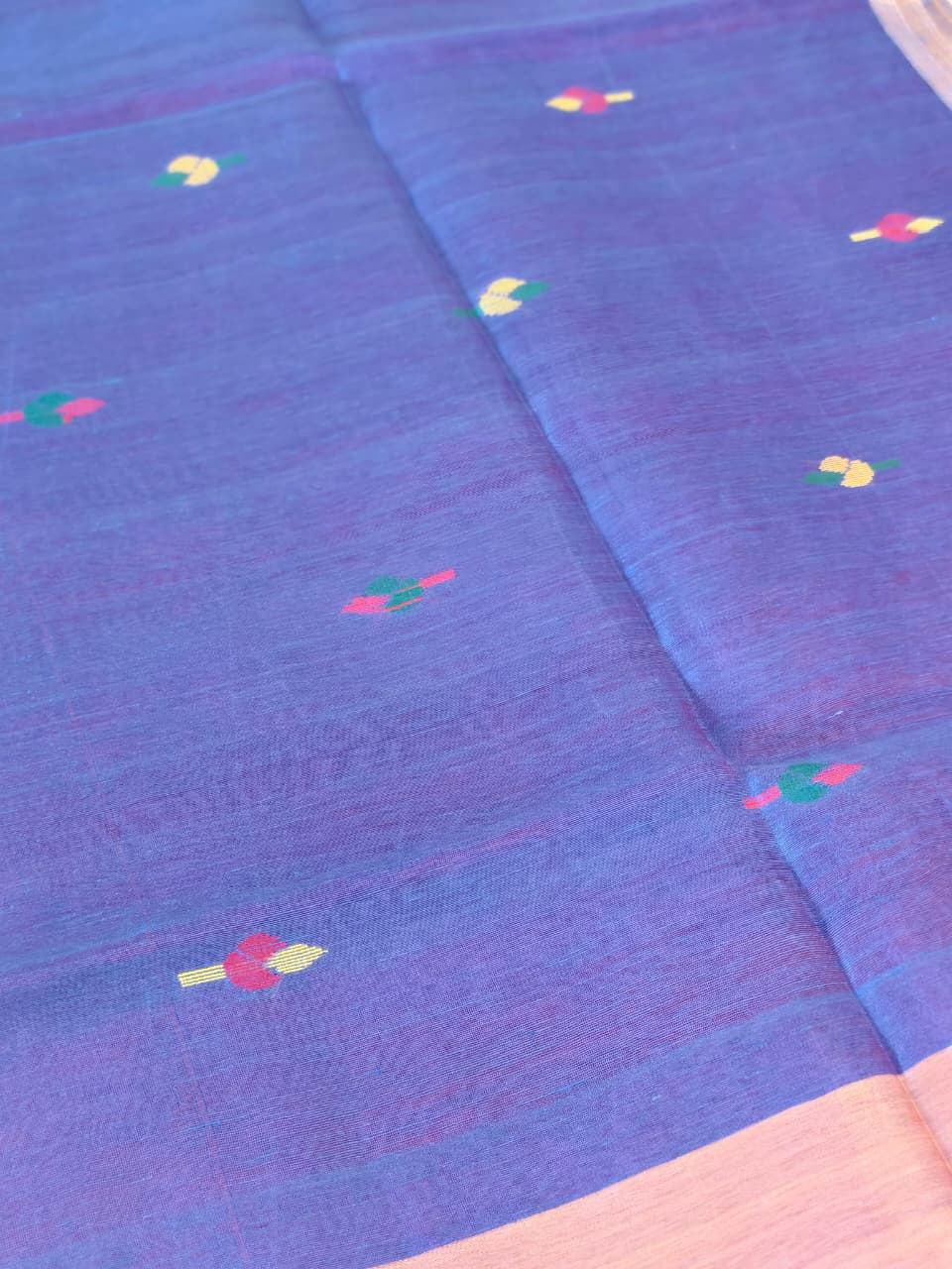 Violet Silk linen zari Jamdani Saree
