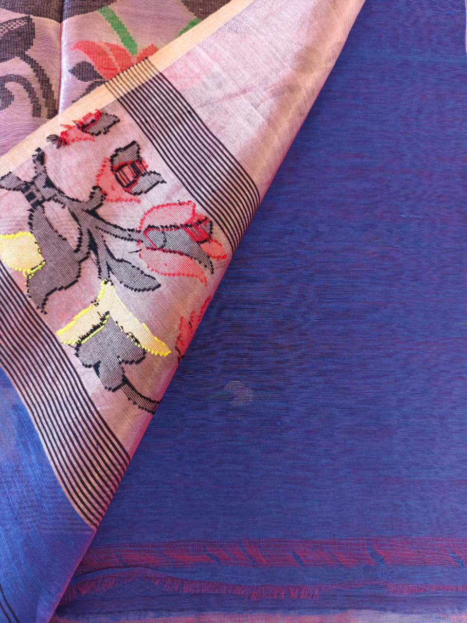Violet Silk linen zari Jamdani Saree