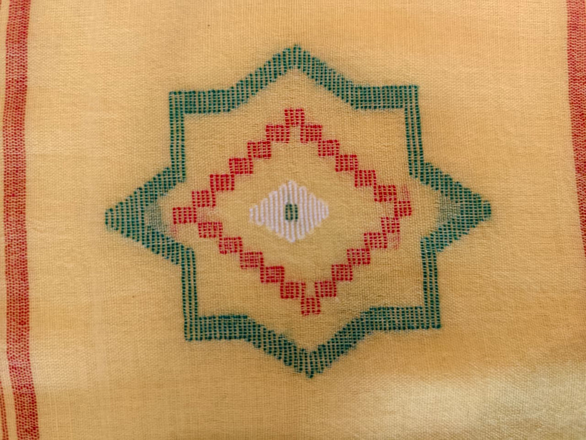 Sunshine Yellow Pure Handloom Muslin Cotton Jamdani Saree