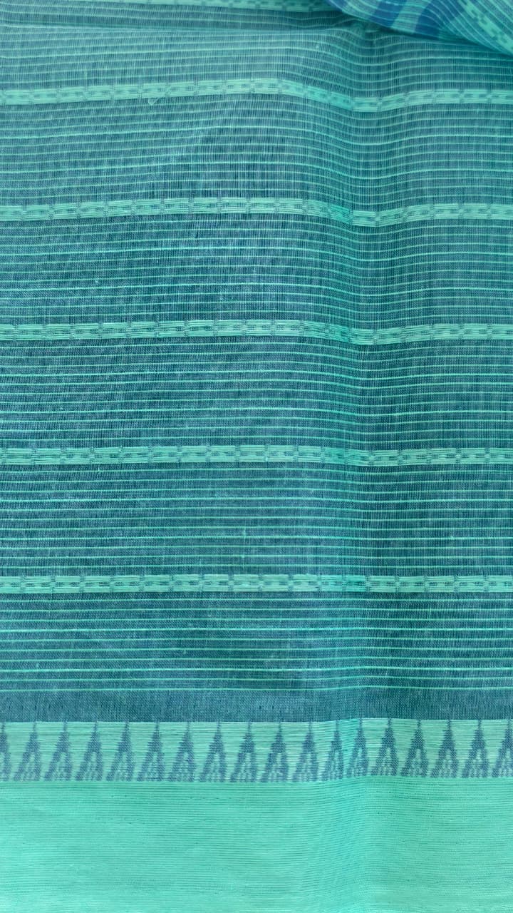 Blue Pure Cotton woven Saree with Contrast Blouse